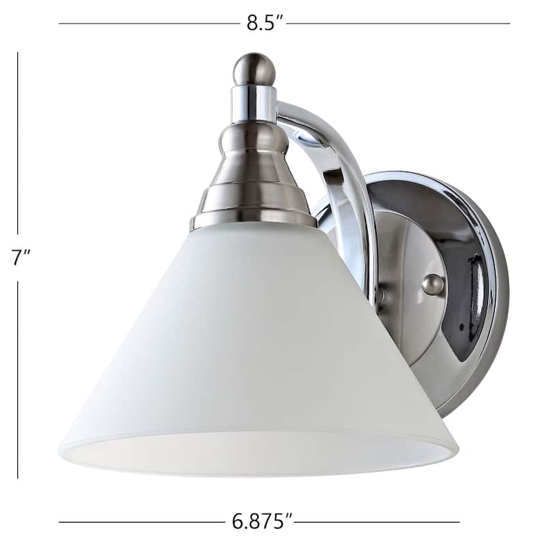 SAFAVIEH Lighting Pavlina Wall Sconce - 6.9"x8.5"x7" - Nickel/White - 7Wx9Dx7H