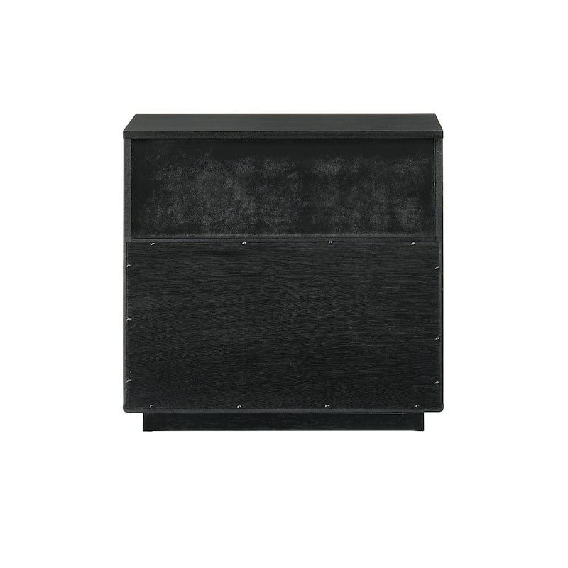 Petra Black Wood 1 Drawer Nightstand End Table