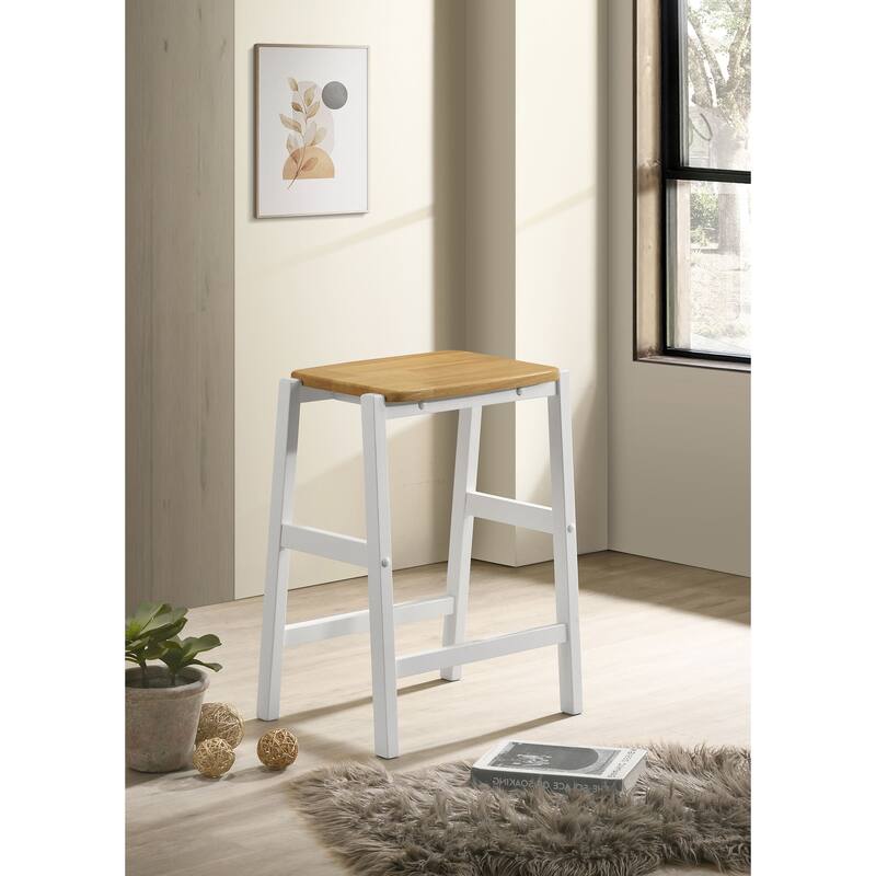 Edgeworth Wood Backless Counter Stool White (Set of 2)