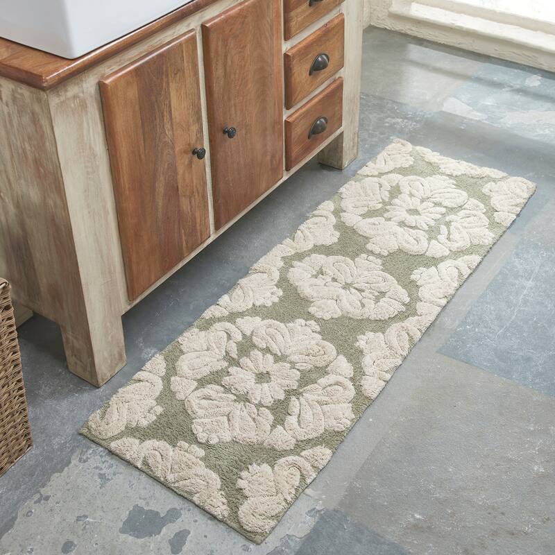 Better Trends Medallion Collection 100% Cotton 4-Pc Set Bathroom Rugs-Soft & Super Absorbent, Non-Skid Latex, Machine Washable