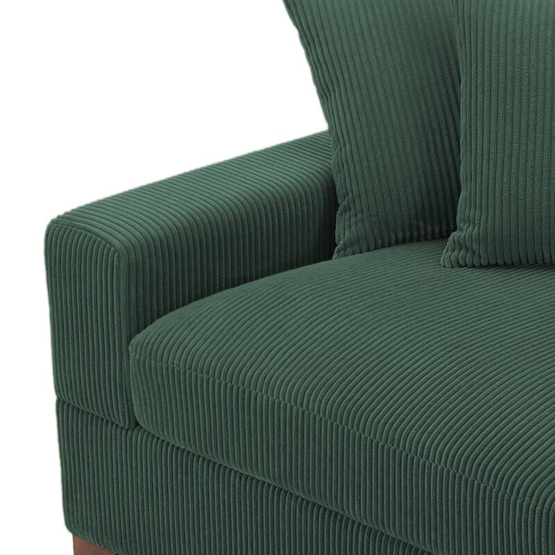 118" W Corduroy L-shape Modular Sectional Sofa with Pillows