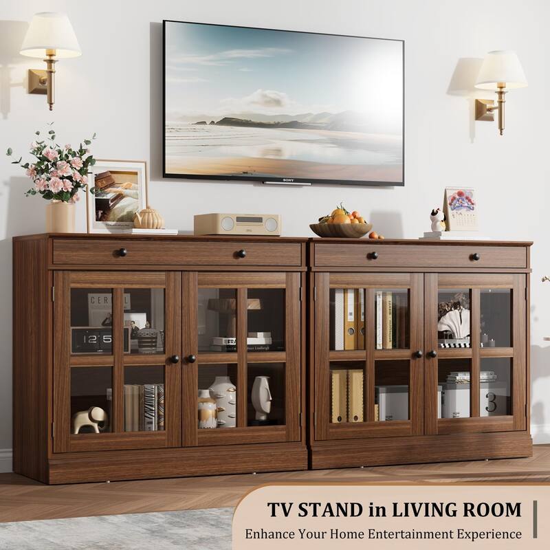 35.4" Sideboard Buffet Cabinets with Glass Door