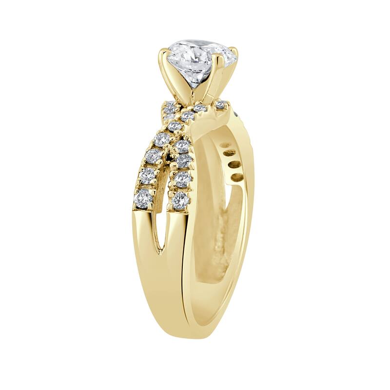 Auriya 14k-Yellow Gold Lab Grown Round Twisted-Shank Diamond Engagement Ring 1.30 ct. tw. (E-F VS)
