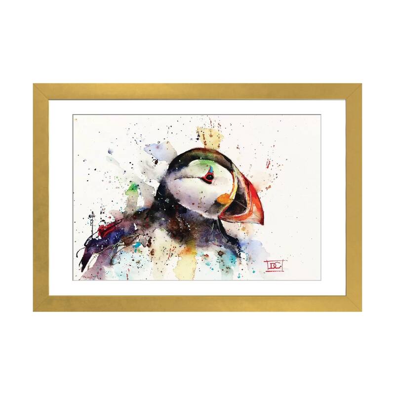 iCanvas "Puffin" by Dean Crouser - Gold - 16x24x1