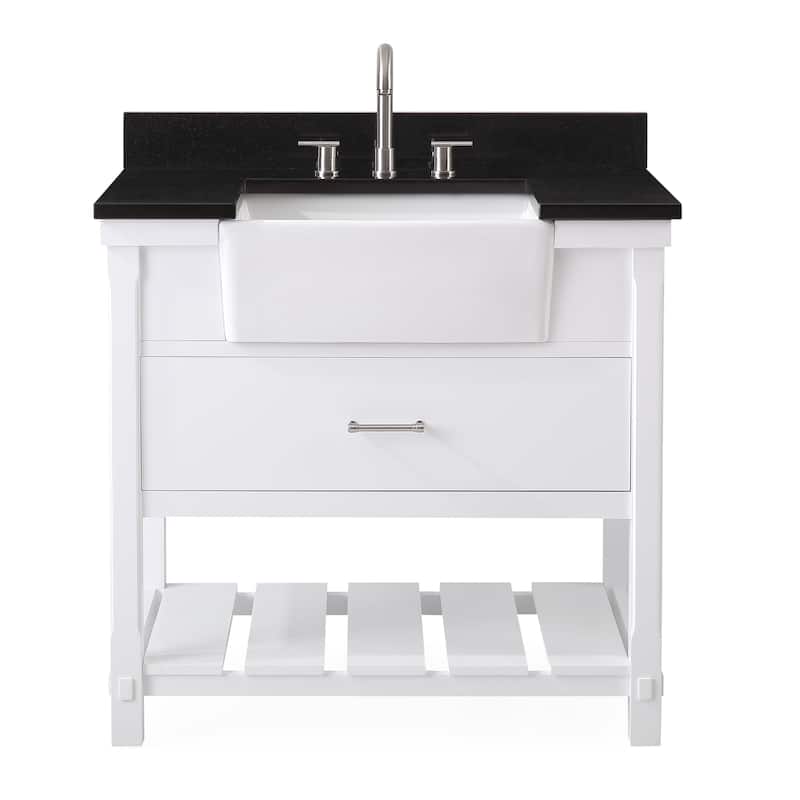 36-Inches Kendia Farmhouse Sink Bathroom Vanity - White - Painted - Single Vanities