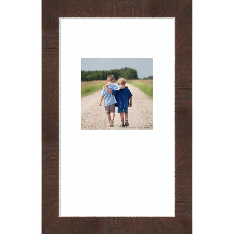 Wildwood Brown Narrow Framed Picture Frame, Photo Frame - 13x22 Matted to 8x8