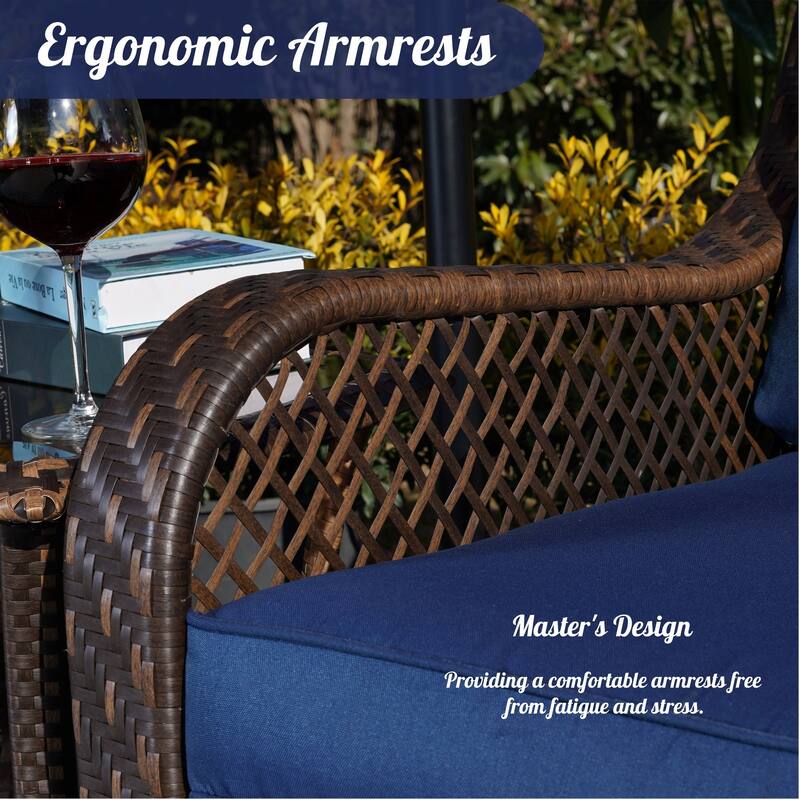 Outdoor 3-Pieces Clarese Rattan Wicker Swivel Rocking Conversation Chair Set by Havenside Home