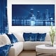 preview thumbnail 3 of 15, Designart 'Blue Chicago Skyline Night' Cityscape Photo Large Canvas Print - Blue 60 in. wide x 28 in. high - 1 Panel