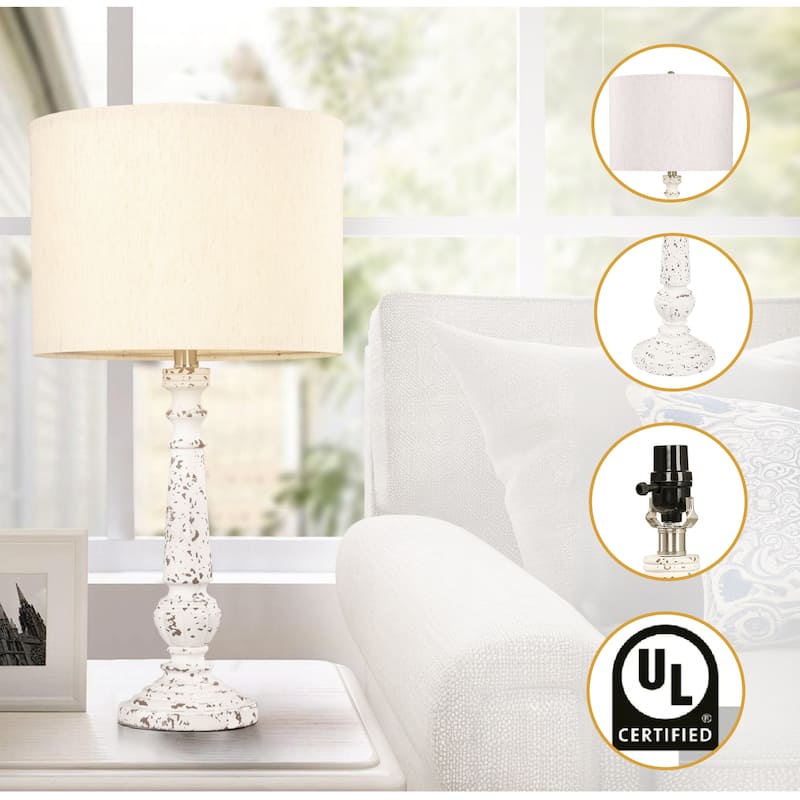 Linen Shade Resin Table Lamp (Set of 2)