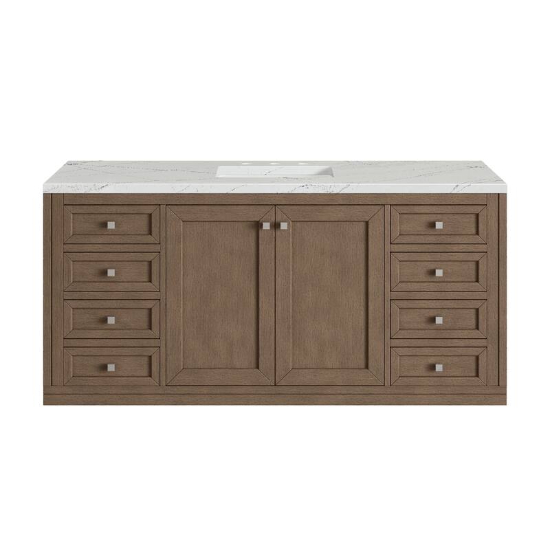 James Martin Vanities Chicago 60" Single Vanity, Whitewashed Walnut - Ethereal Noctis Quartz