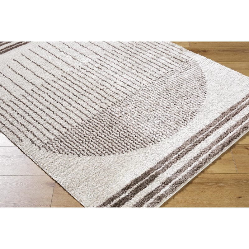 Livabliss Scandinavian Fossay Shag Stripe Washable Area Rug