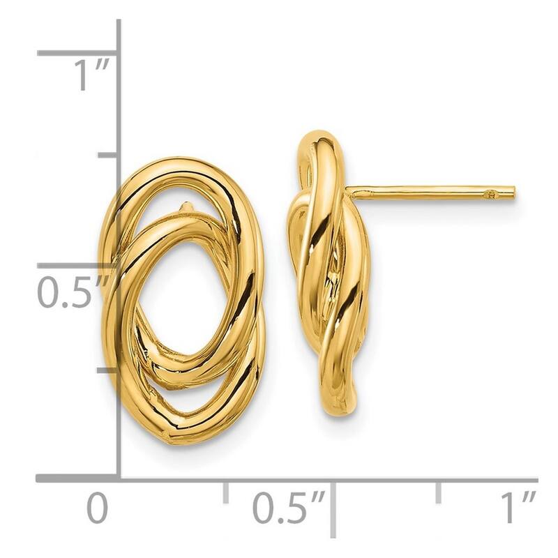 Curata 14k Yellow Gold Polished Interlocked Links Post Earrings - 16.7x9.8mm