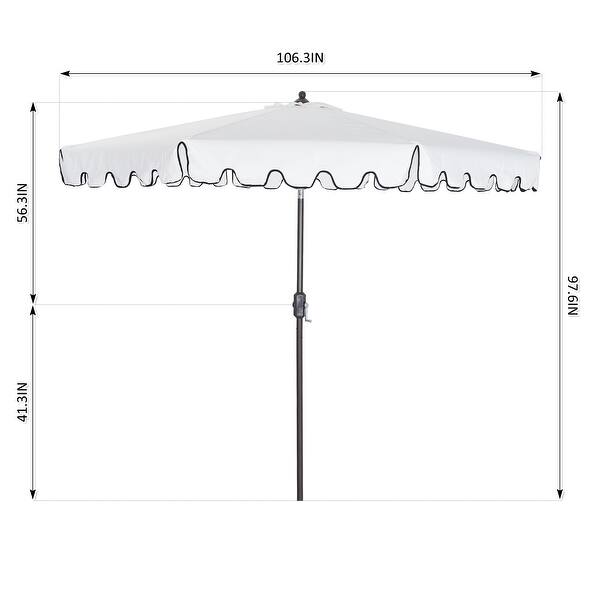 9Feet Flap Market Table Umbrella with Push Button Tilt and Crank Bed