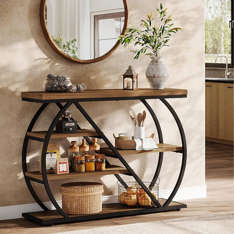 41.3" Console Table, 5-Tier Entryway Table with Storage Shelves, Hallway Console for Living Room, Foyer