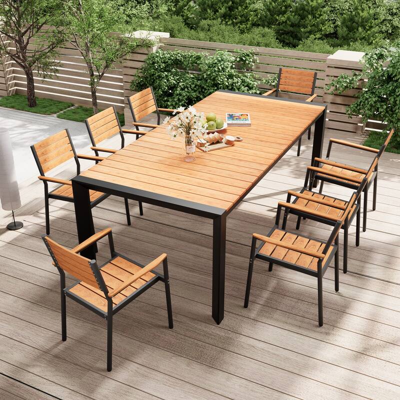 Pellebant Premium Outdoor Patio Aluminum Dining Table with Umbrella Hole
