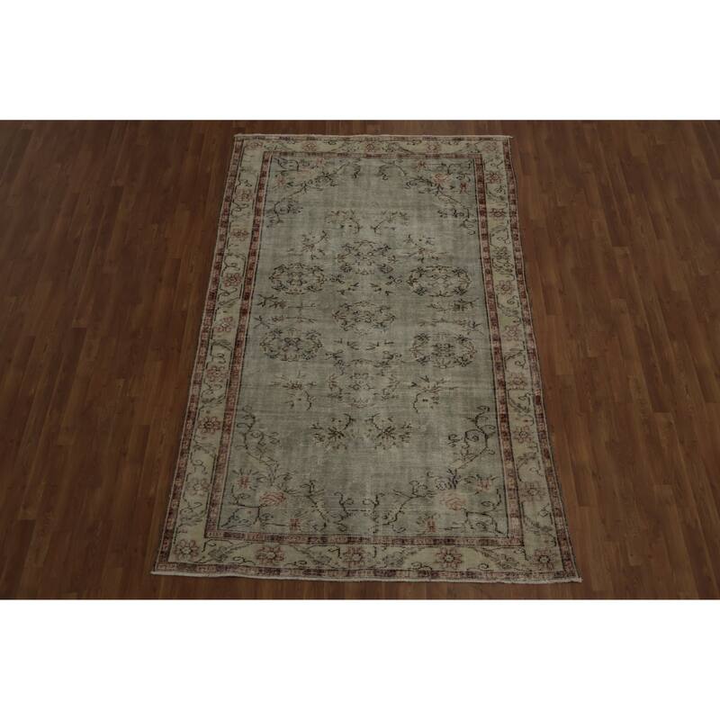 Hand Knotted Oriental 100% Wool Carpet Transitional Floral Green Anatolian Area Rug - 8' 8'' X 5' 6''
