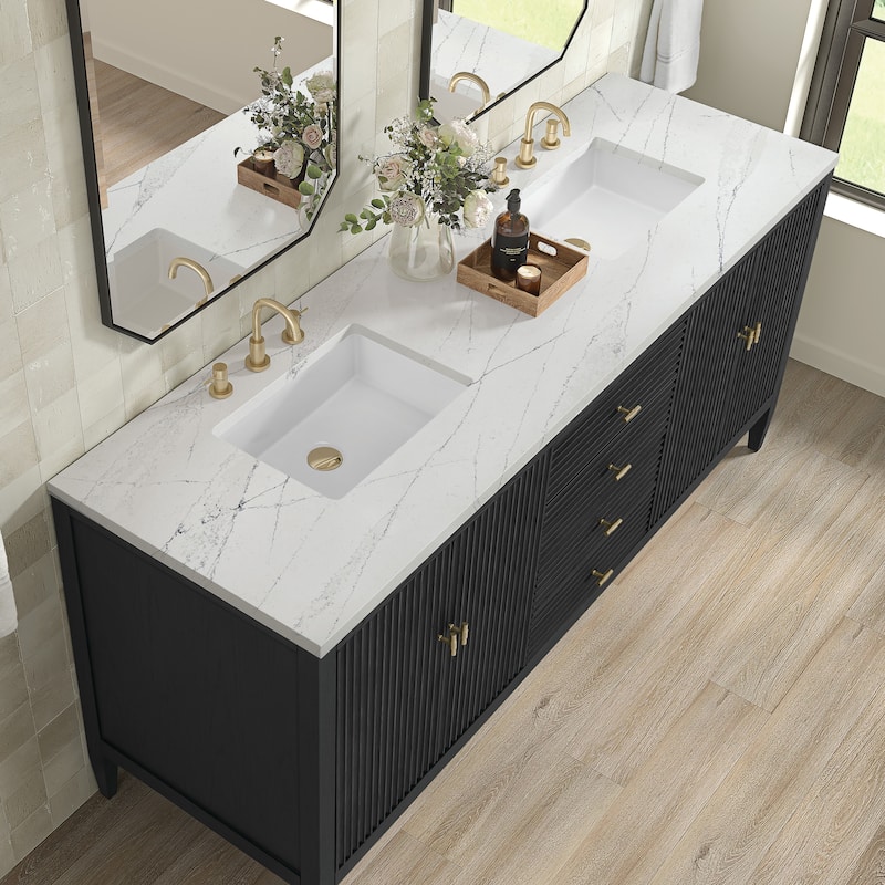 James Martin Vanities Myrrin 72" Vanity, Carbon Oak - Ethereal Noctis