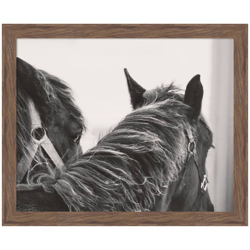 Kate and Laurel Black Horses by Emiko and Mark Franzen F2 Images Framed Wall Art Print - 42 x 34 - Brown