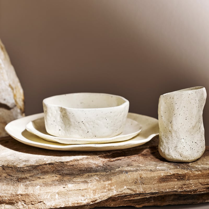 Stone by Mercer Project ATIK Stoneware Dinnerware Set - Cream Speckled - 32 Piece