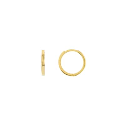 Curata 14k Yellow Gold 14.25mm Square Tube Hinged Hoop Earrings