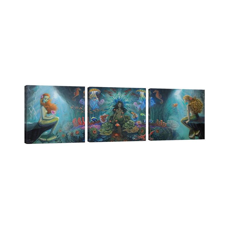 iCanvas "Salacia And The Oceanids" by Bob Doucette 3-Piece Canvas Wall Art Set