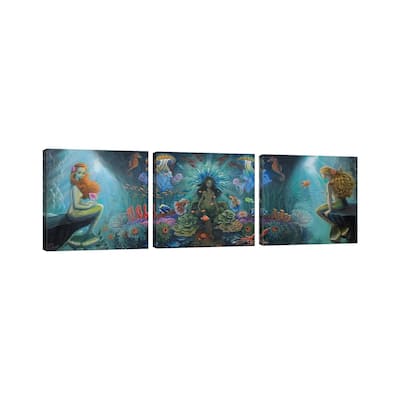 iCanvas "Salacia And The Oceanids" by Bob Doucette 3-Piece Canvas Wall Art Set