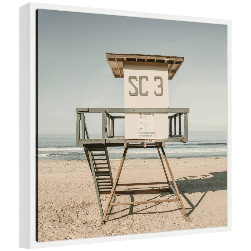 Kate and Laurel Sylvie SC3 Lifeguard Tower Framed Canvas by Alicia Bock - 22x22