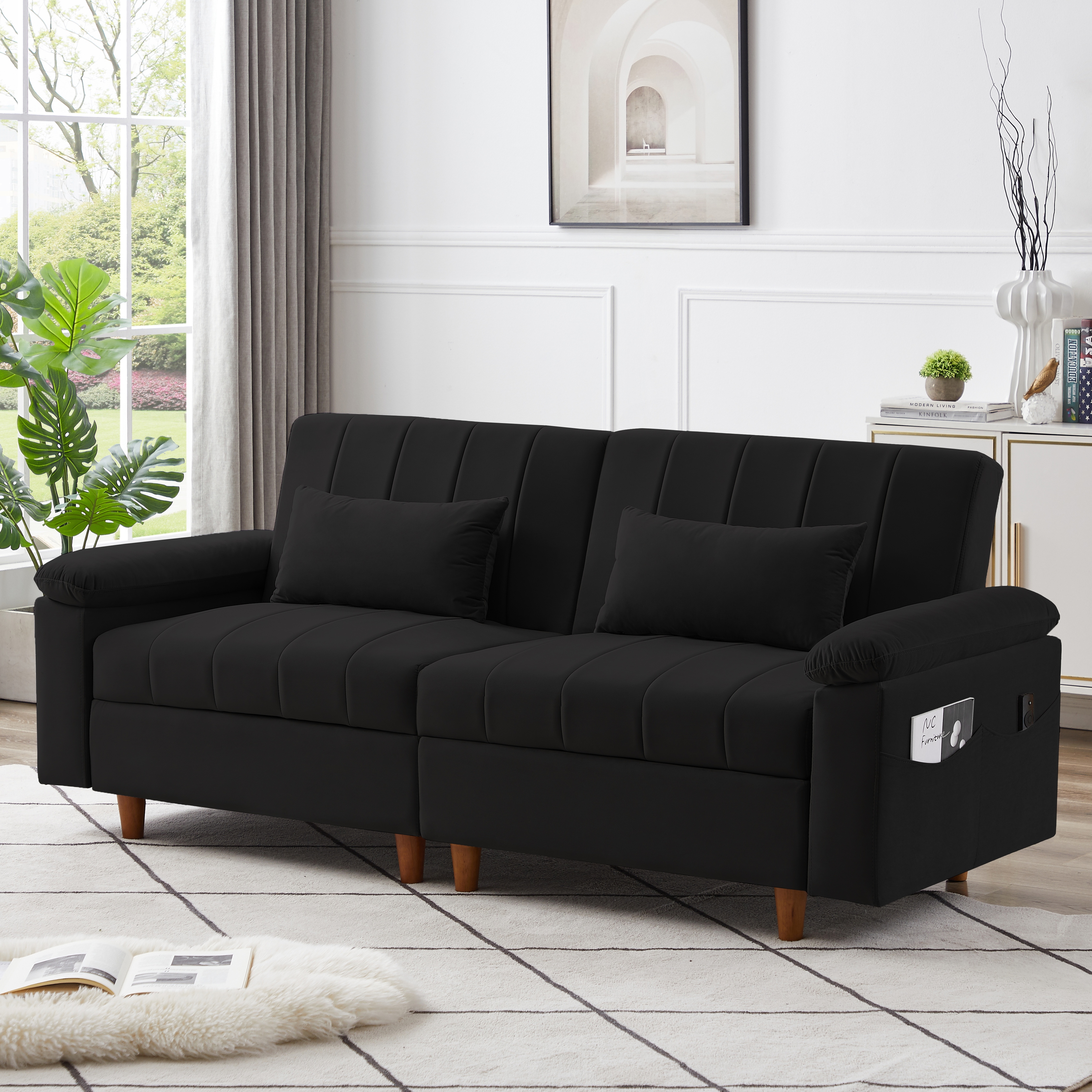 Small black best sale 2 seater sofa