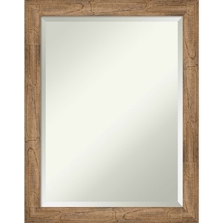 Beveled Wood Bathroom Wall Mirror - Owl Brown Narrow Frame