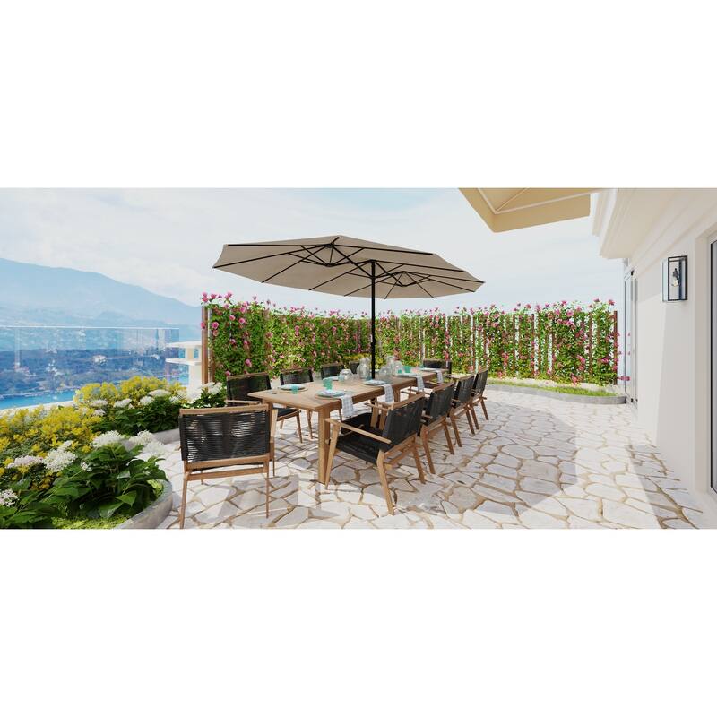 15 - foot Dual - sided Teal Outdoor Umbrella: Durable Polyester Canopy, Sturdy Steel Frame(no base)