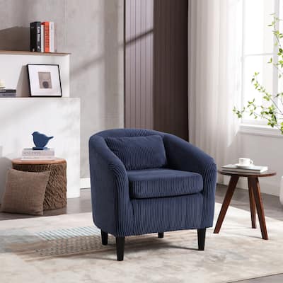 Modern Style Accent Barrel Chair - Armchair with Thick Cushions and Pillows
