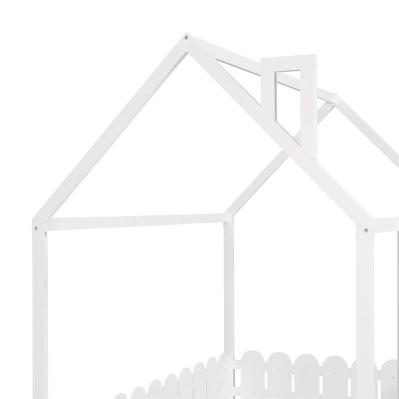 Merax Full Size House Bed Frame with Fence