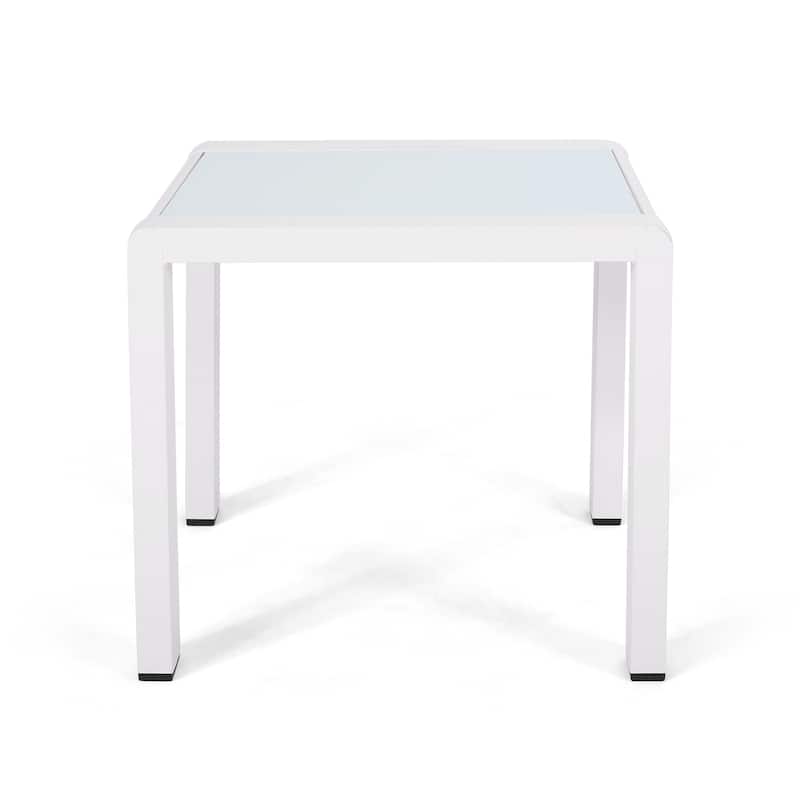 Cape Coral Outdoor Aluminum and Tempered Glass Side Table by Christopher Knight Home