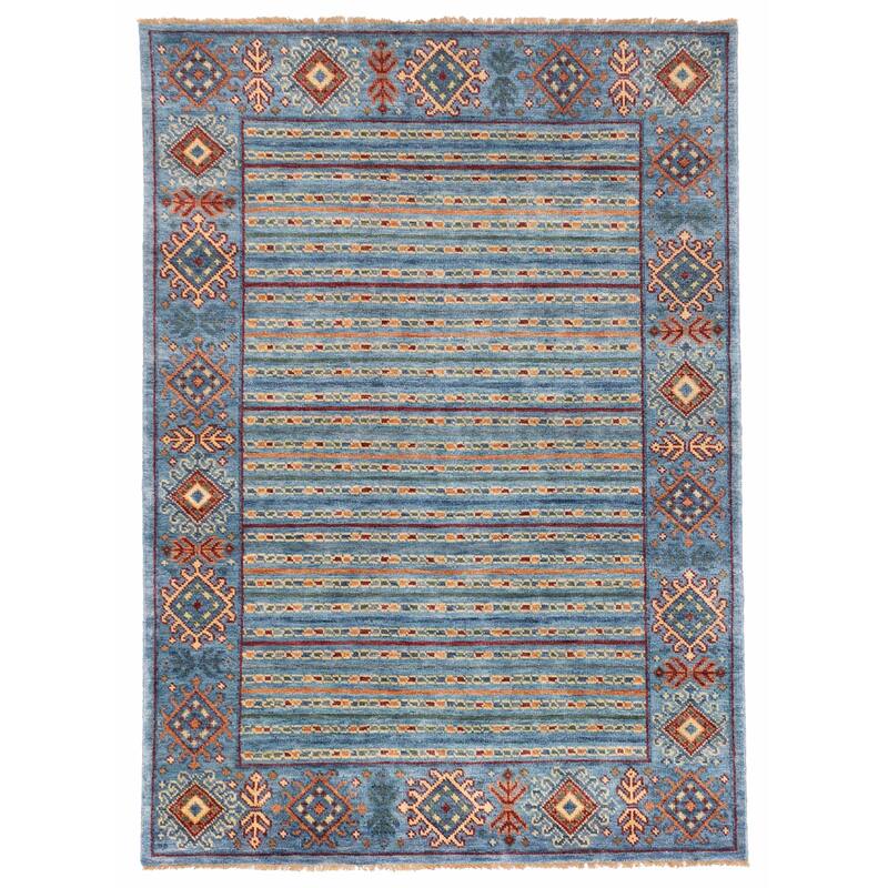 ECARPETGALLERY Hand-knotted Peshawar Ziegler Blue Wool Rug - 5'8 x 7'10