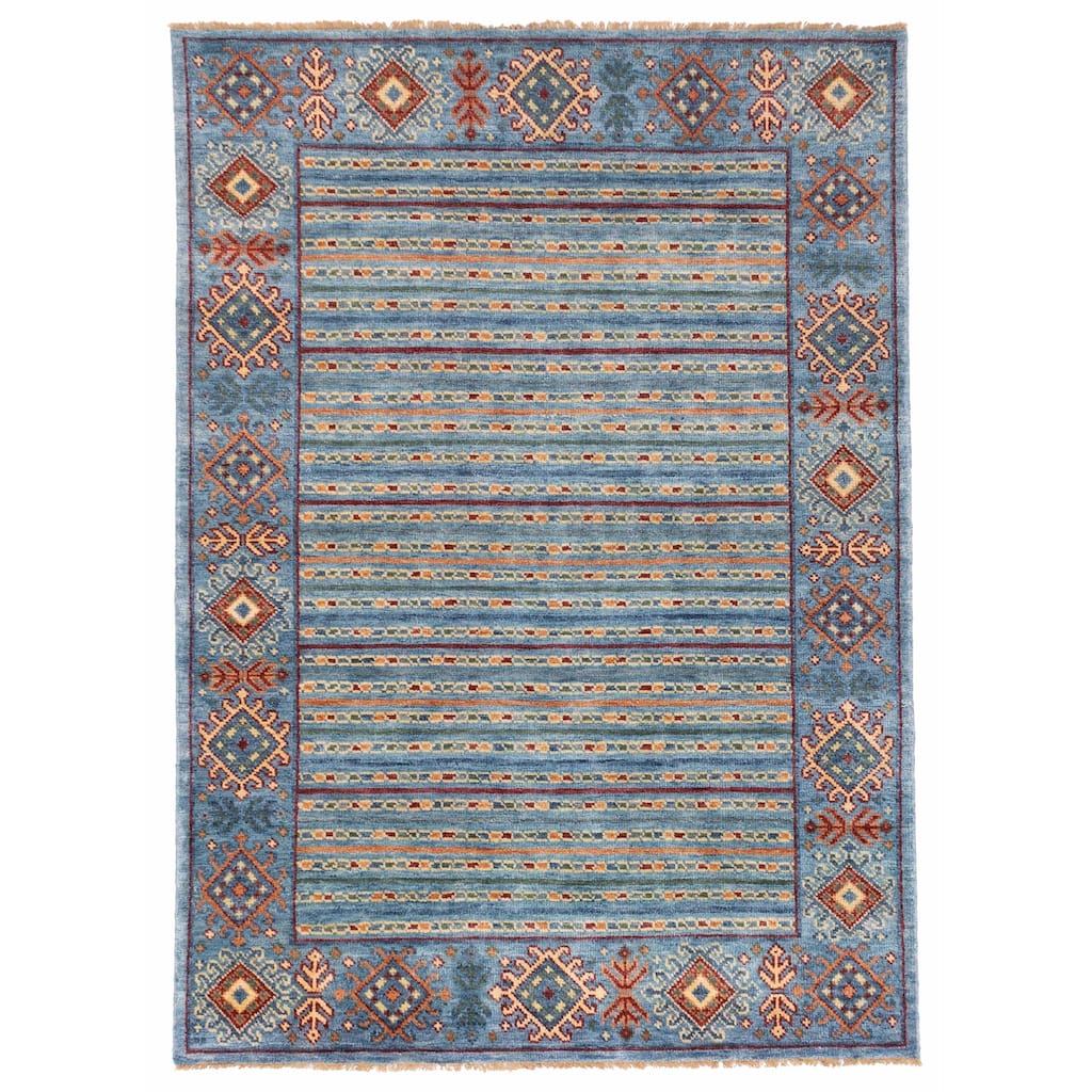 ECARPETGALLERY Hand-knotted Peshawar Ziegler Blue Wool Rug - 5'8 x 7'10