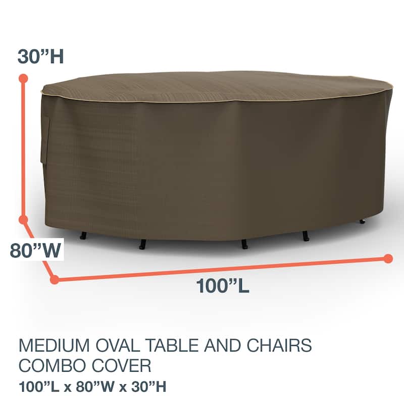 Budge StormBlock™ Hillside Black and Tan Oval Patio Table and Chairs Combo Cover Multiple Sizes