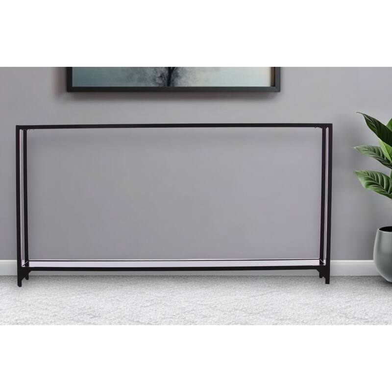 Glass Mirrored Console Table and Metal Frame with Shelf - 56” L x 8” W x 29” H