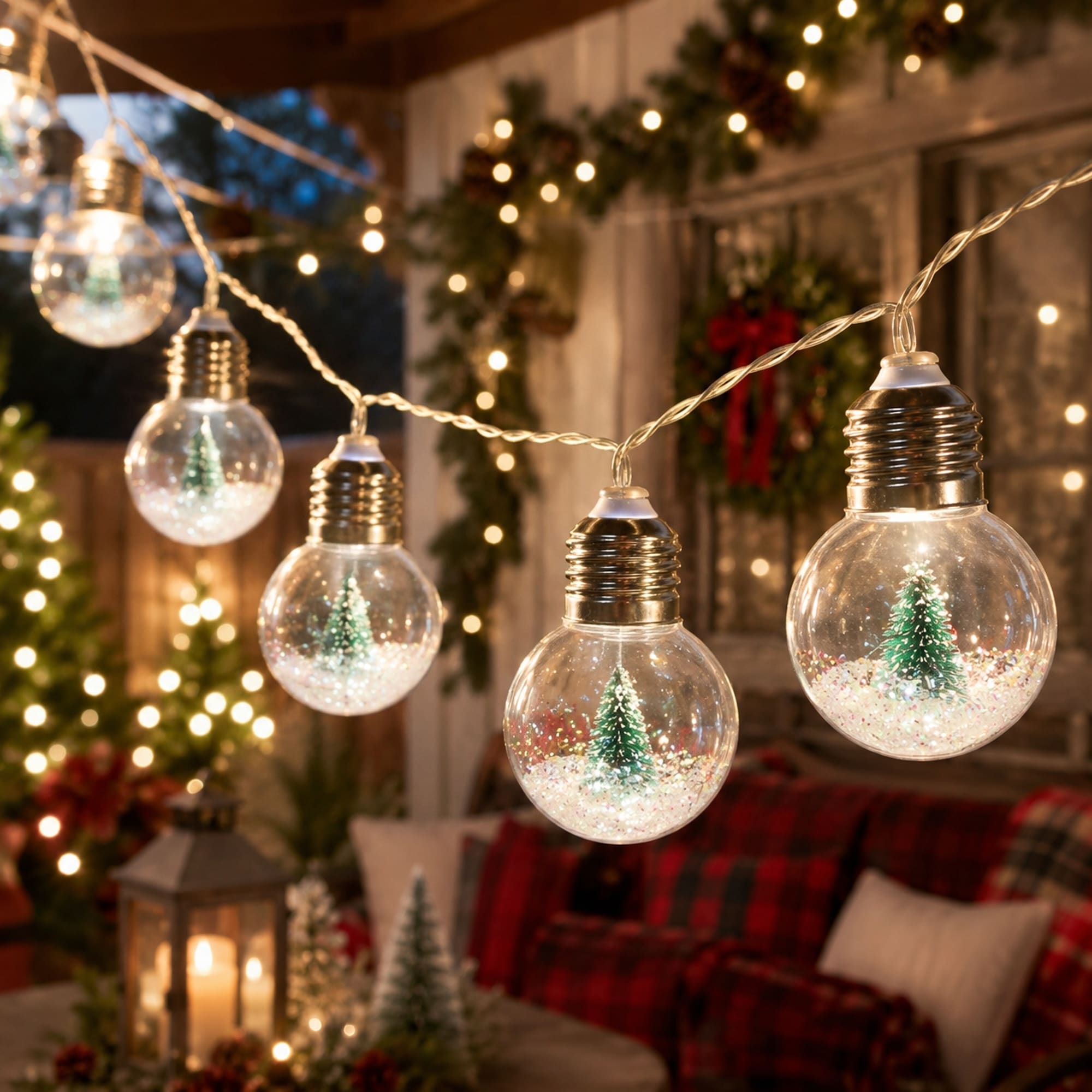 10-Count B/O LED white Bulbs Christmas Tree Lights 3.25' Clear Wire