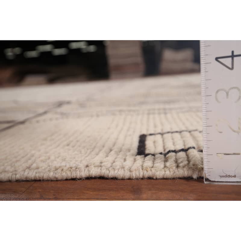 Abstract Moroccan Large Area Rug Handmade Oriental Wool Carpet - 9'11"x 14'5"