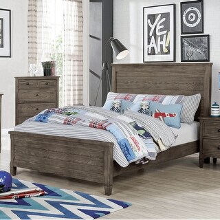 Furniture of America Lanister Wood Wire-Brushed Warm Grey Kids Panel Bed