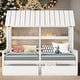 preview thumbnail 1 of 16, 2 Side by Side Twin Size Platform Beds with Two Drawers for Home White