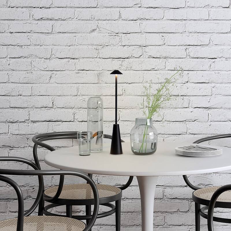 Brightech Enoki LED Classic Matte Black Modern Industrial Empire Dimmable Bedside Nightstand Desk Lamp