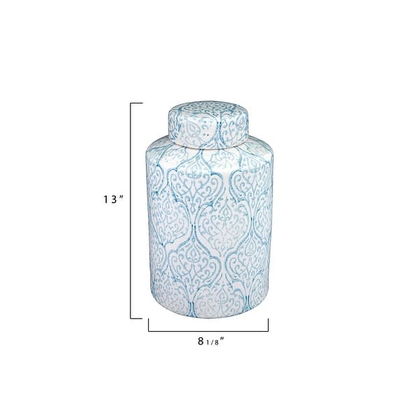 Blue & White Decorative Ginger Jar with Lid