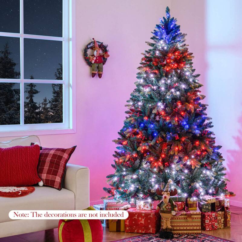 Costway 5/6/7/8 FT Artificial Christmas Tree with 250/370/500/650 RGB - Green - See Details