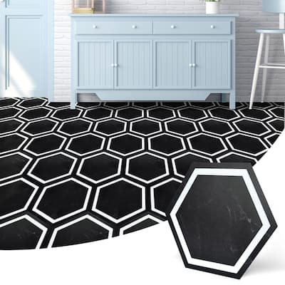 Art3d 11.8" x 10.2" Hexagon Peel and Stick Flooring Tile Marble Look, 30-Pack,Self Adhesive Waterproof Vinyl Floor Tile