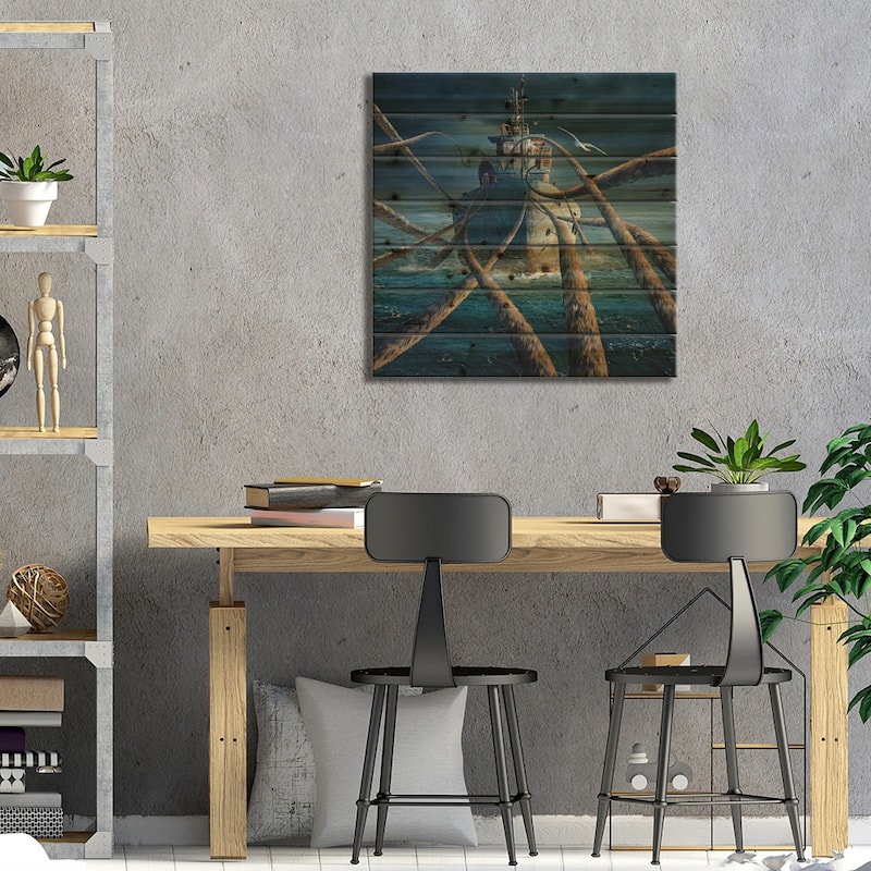 Caught The Ship Print On Wood by Sulaiman Almawash - Multi-Color