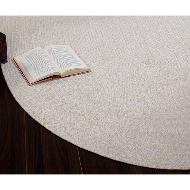 Rustic Farmhouse Braided Cotton Reversible Rounded Area Rug - 20" x 40" Half Circle - Yellow & White