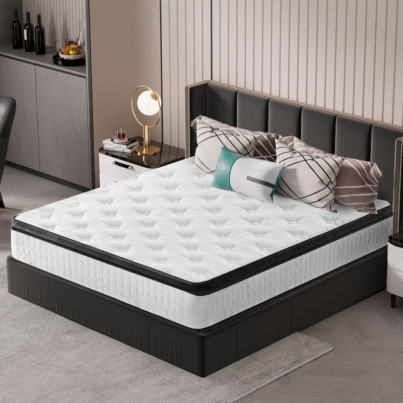 Full Size 12 Inch Certipur-Us Cool Memory Foam Oeko-Tex 100 Knitted Cover Individual Pocket Spring Hybrid Mattress In A Box