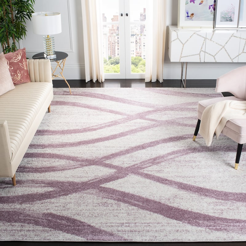 SAFAVIEH Adirondack Lelia Modern Abstract Distressed Rug - 5'1" x 7'6" - Cream/Purple