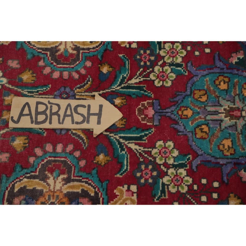 Hand Knotted Oriental 100% Wool Carpet Traditional Floral Red Tabriz Runner Rug - 11' 1'' X 3' 1''